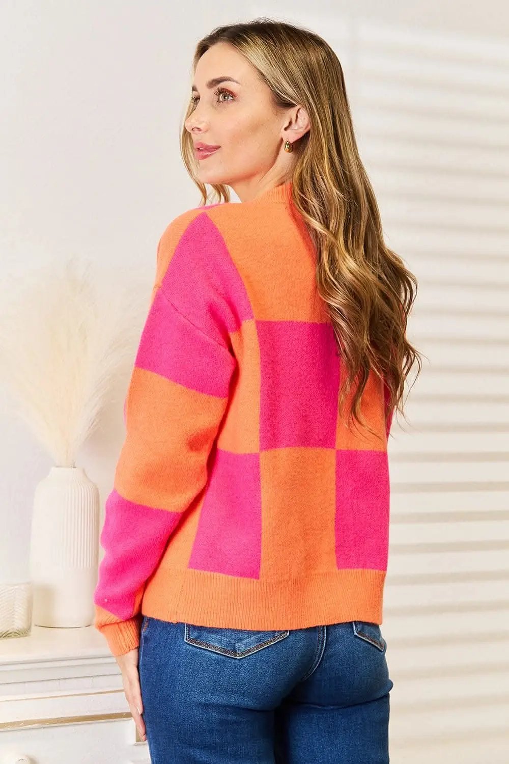 Woven right checkered cardigan - Love Salve